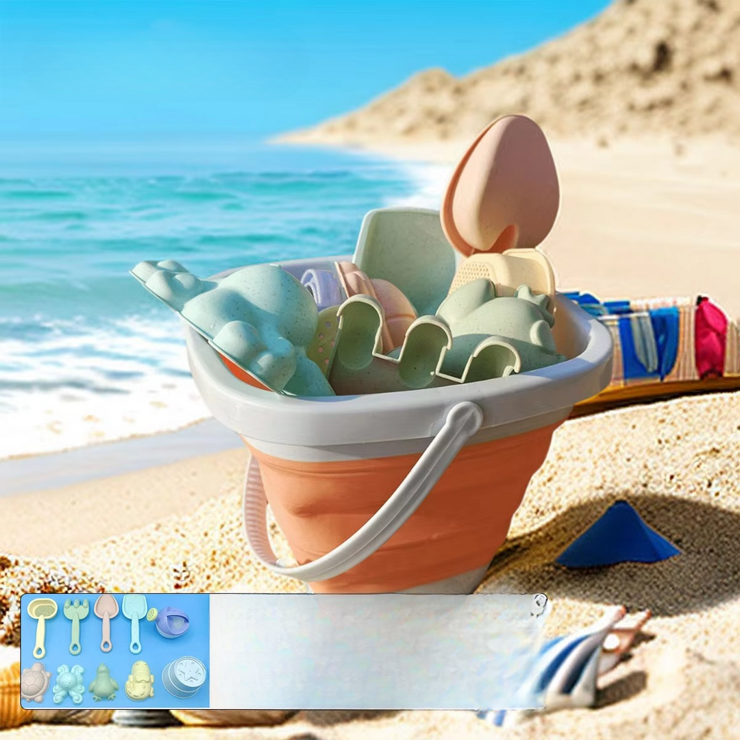BowLift | Kids Beach Sand and Water Play Set - Foldable Bucket and Accessories (1, 5, or 11 Piece Set, Random Color)