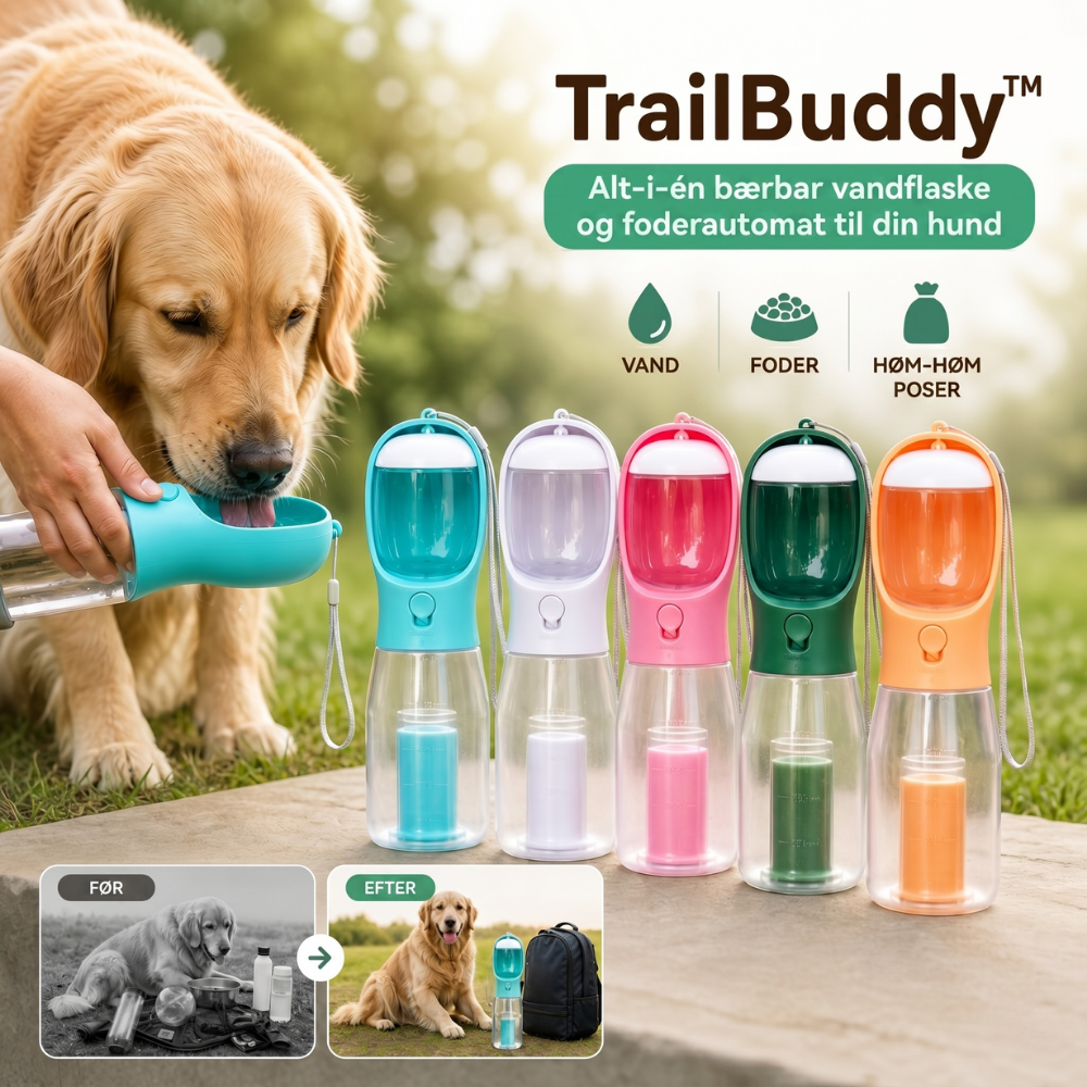 TrailBuddy™ – 3-in-1 Dog Water Bottle with Food Box | Bowlift
