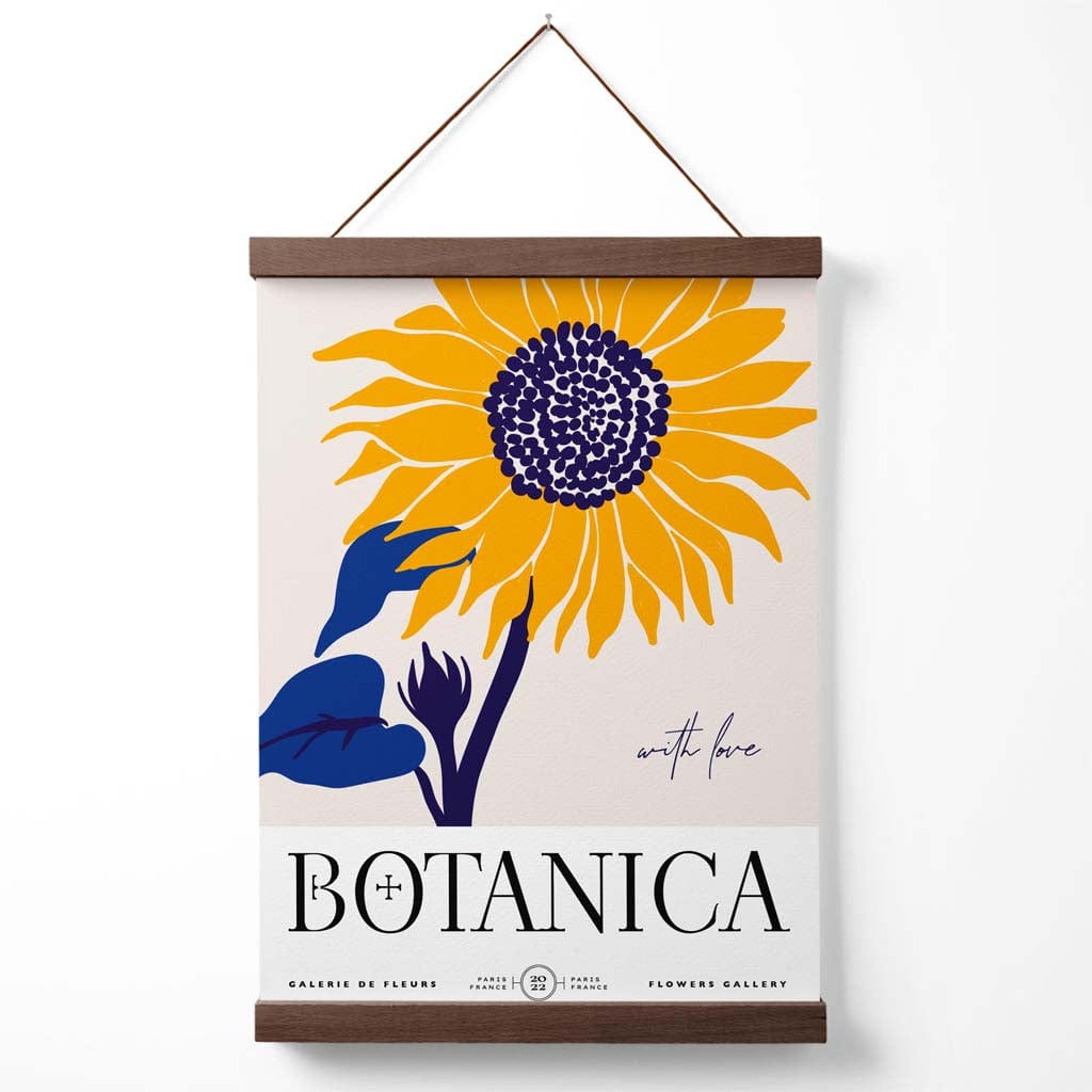 Blue and yellow sunflower flower market exhibition poster with hanger | Bowlift