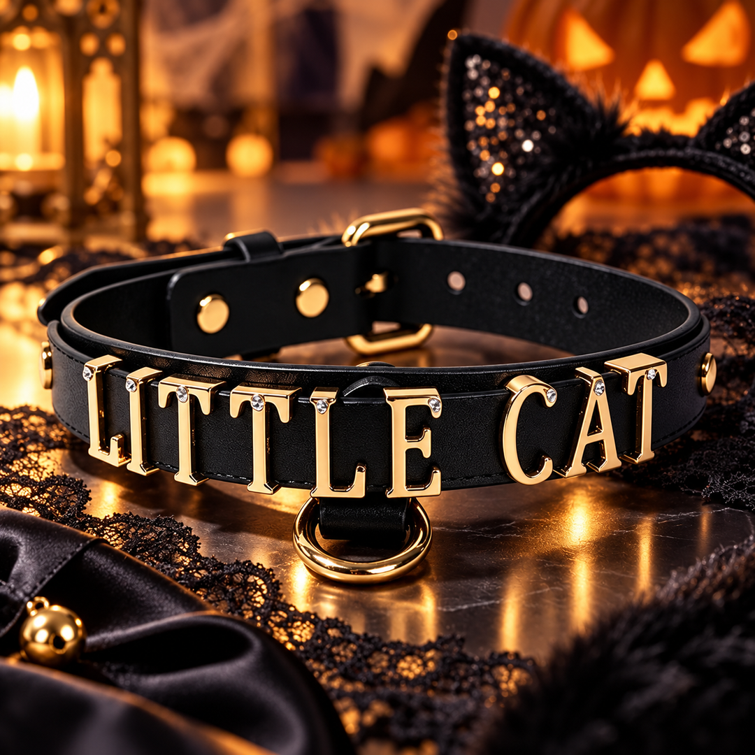 Halloween Gothic Faux Leather Choker Collar Bowlift