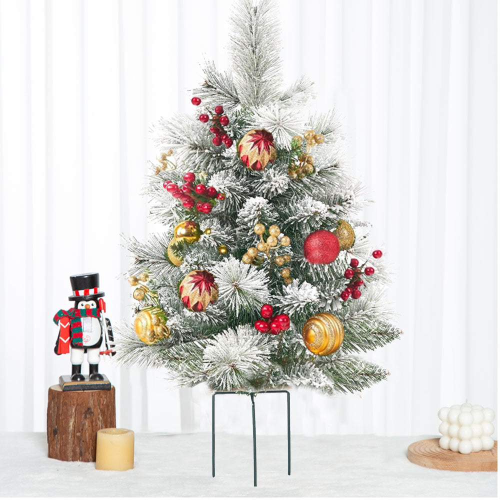 BowLift | Christmas Urn Filler with LED Lights | 18" Realistic Pine Arrangement | Indoor/Outdoor Decor