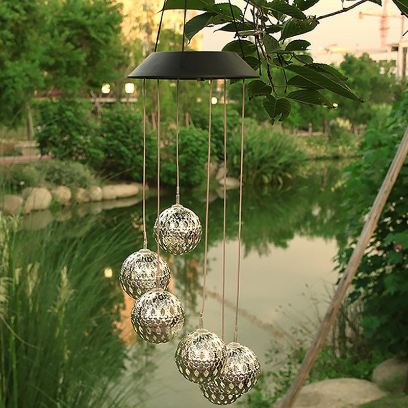 BowLift | Solar Metal Ball Wind Chime – Solar Powered LED Garden Decoration with Soothing Sounds