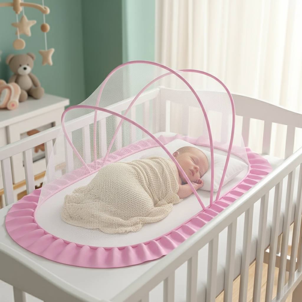 BowLift | Foldable Baby Crib with Mosquito Net and Soft Mattress Set