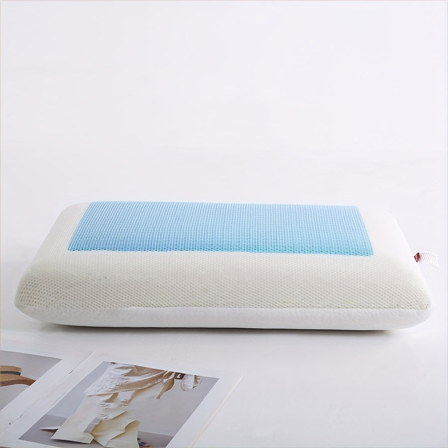 1pc Ergonomic Memory Foam Pillow with Breathable Mesh and Cooling Gel Core - Supports Neck and Back for Comfortable Sleep | Bowlift