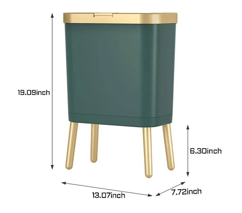 GoldenSlim Modern Trash Can with Lid Bowlift