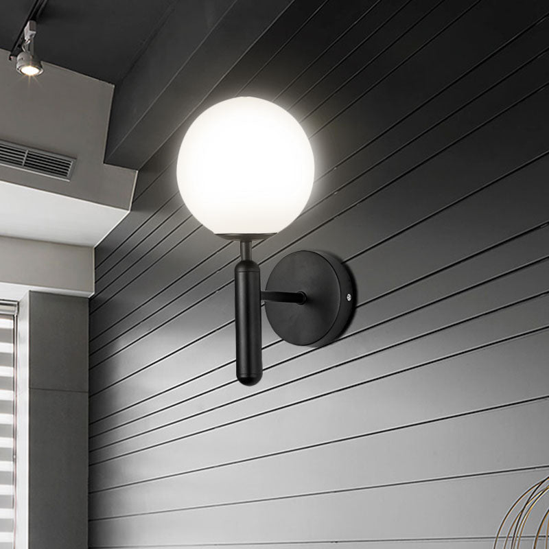BowLift | 1 Light Clear Textured Glass Wall Sconces Light Modern Black Globe Bedroom Lighting Fixture