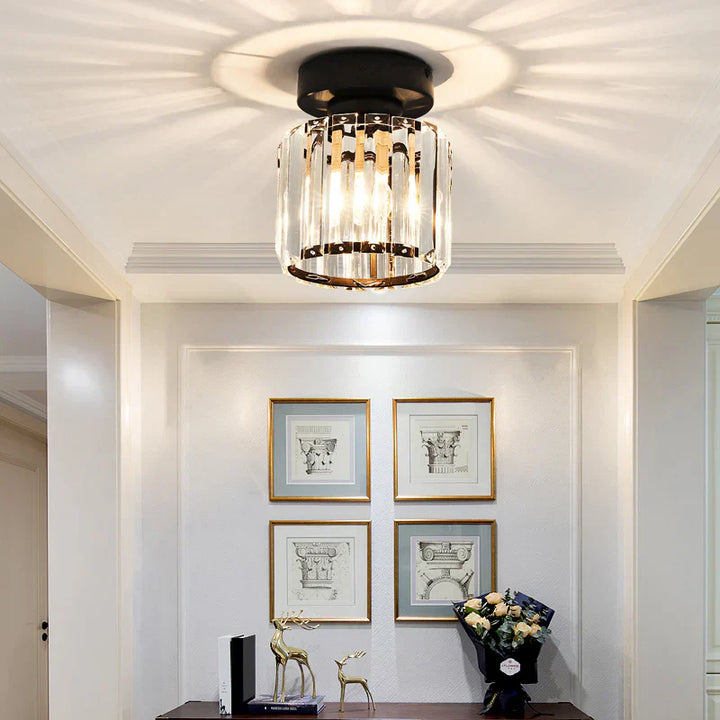 BowLift | Modern Crystal Ceiling Light with Gold and Black Accents – Stylish Lighting for Your Home
