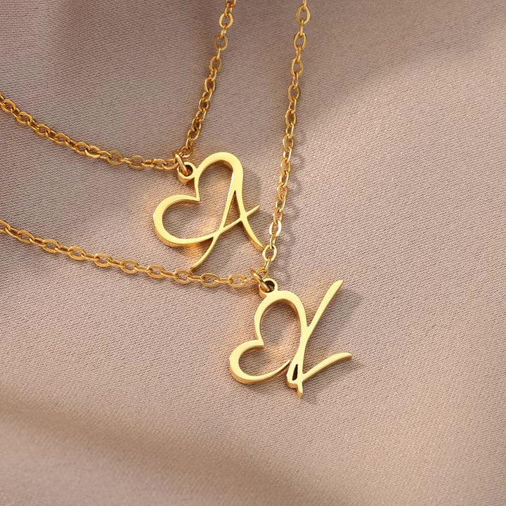 BowLift | Dainty Heart Letter Initial Necklace