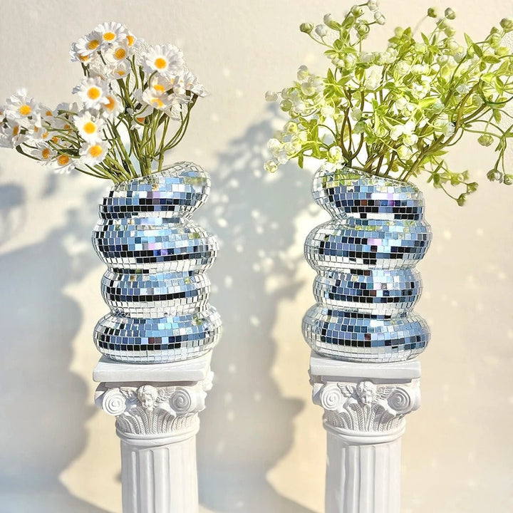 Mirror-clad disco vase with retro charm and modern flair Bowlift
