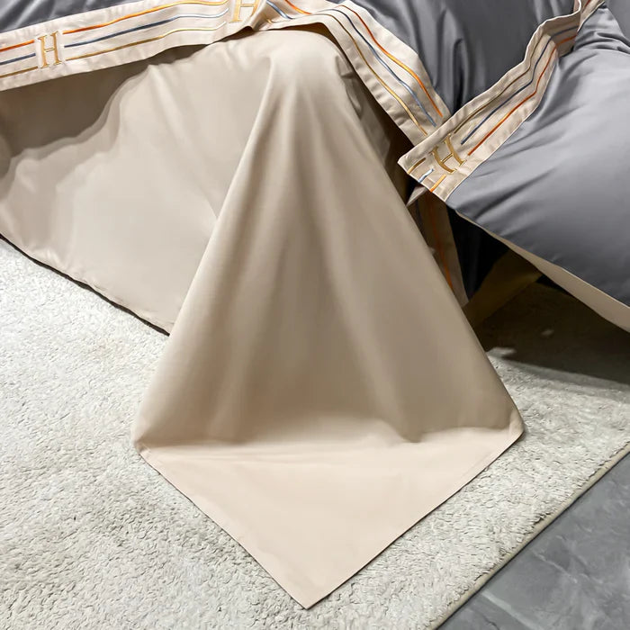 Satin Cotton Embroidered Bedding Set - Luxora | Bowlift