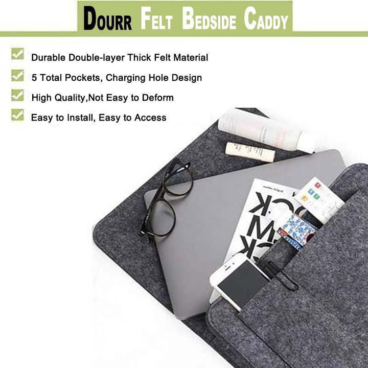Sofa Bedside Felt Storage Bag with Pockets Hanging Organizer | Bowlift