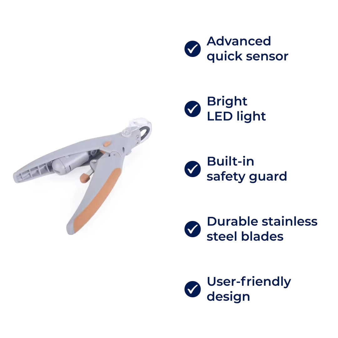 PawSure | Pet Nail Clipper - Quick Sensor - LED Light - Safety Guard - Stainless Steel Blades - Safe, Easy and Precise Nail Trimming Bowlift