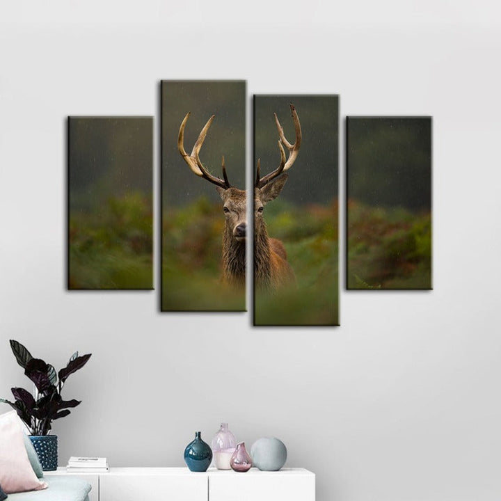 4 Piece Curios Deer Amongst Ferns - Canvas Wall Art Painting | Bowlift