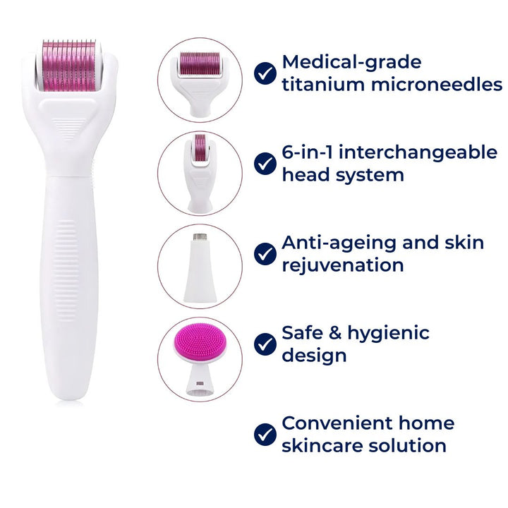 DermaGlow Microneedling Derma Roller Kit – Anti-Ageing – Titanium Needles – Home Skincare for Women Bowlift