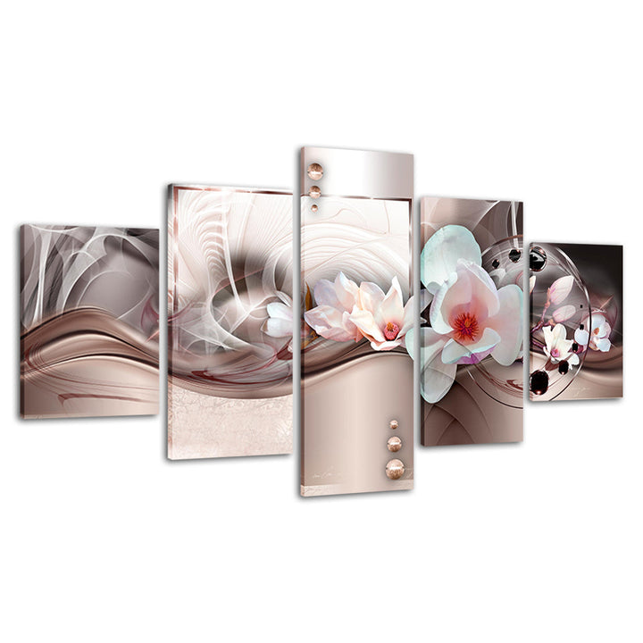 Pink Flower Vortex 5 Piece - Canvas Wall Art Painting | Bowlift