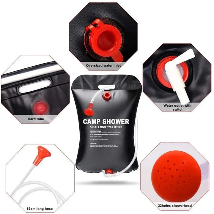 Portable Solar Heated Camping Shower Bag | Bowlift