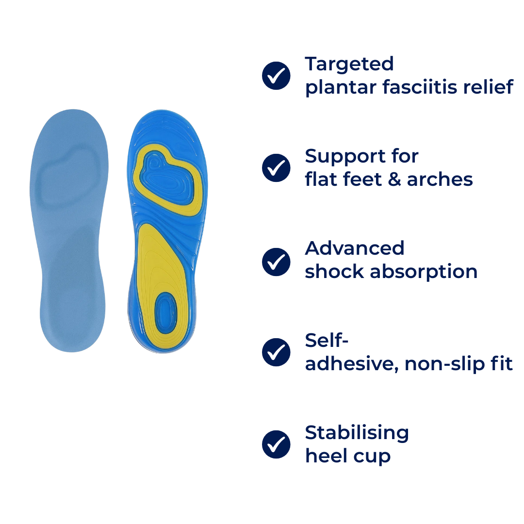 Plantar Fasciitis Relief – Self-Adhesive Gel Cushioning – Everyday Comfort for Flat-Footed Walkers Bowlift