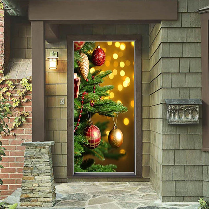 BowLift | Christmas Door Decoration | Fabric Door Cover | Washable & Reusable