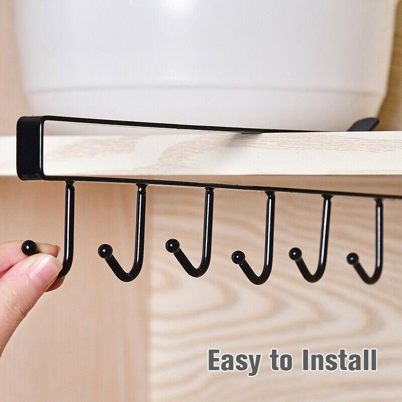 BowLift | 6 Hooks Under-Cabinet Hanger Rack