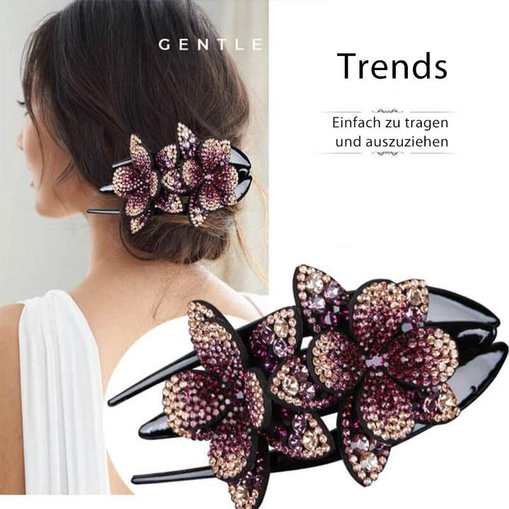 BowLift | Rhinestone Double Flower Hair Clip