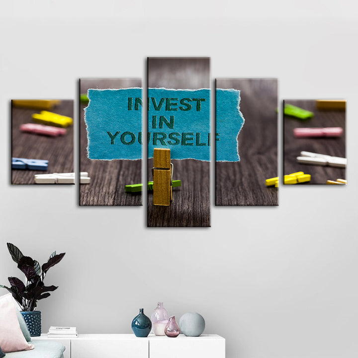 Invest In Yourself 5 Piece - Canvas Wall Art Painting | Bowlift