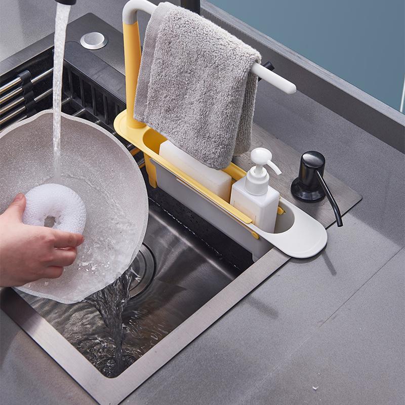 Updated Multifunctional Telescopic Sink Storage Rack | Bowlift