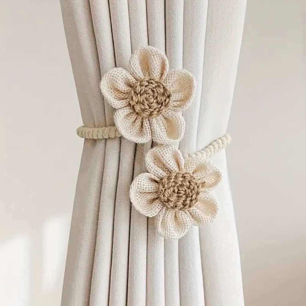 BowLift | Floral Hemp Curtain Tie Back | 2Pcs Set