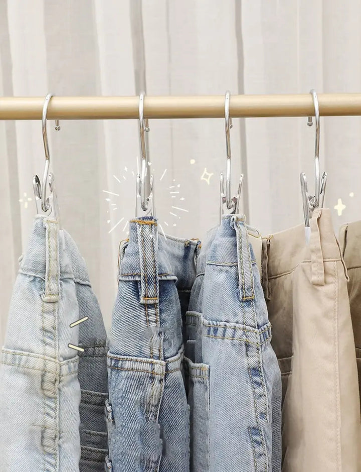 BowLift | 5+5 | Stainless Steel Space-Saving Clothespins with Swivel Hook