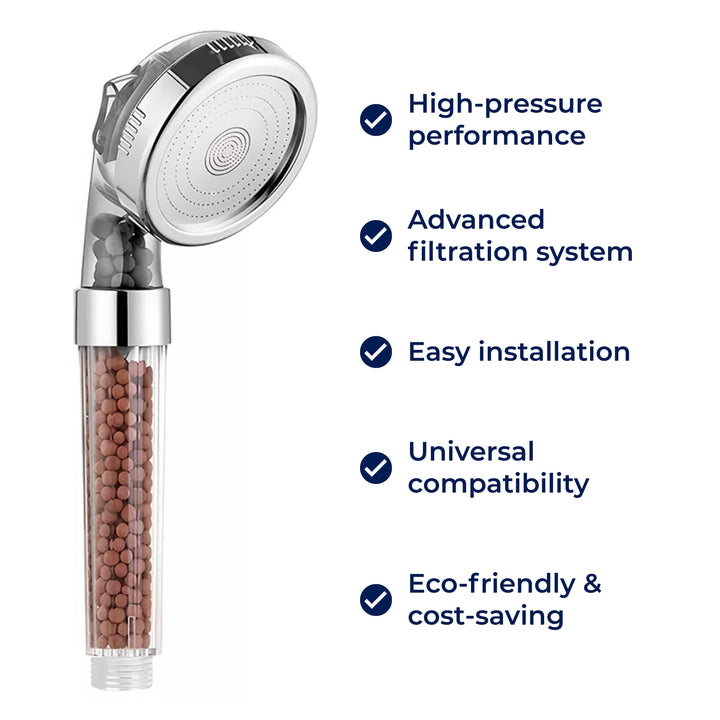 AquaBoost | High‑Pressure Handheld Shower Head – Pressure‑Boost Spray – Low‑Pressure Bowlift