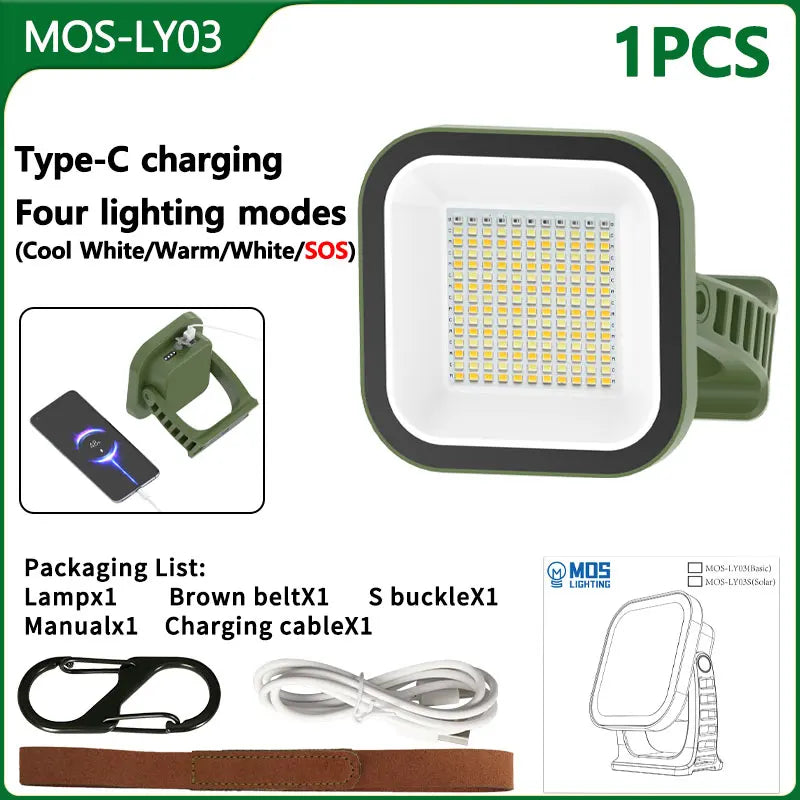 BowLift | 80W LED Solar-Rechargeable Camping Lamp with Magnet and Zoom Function