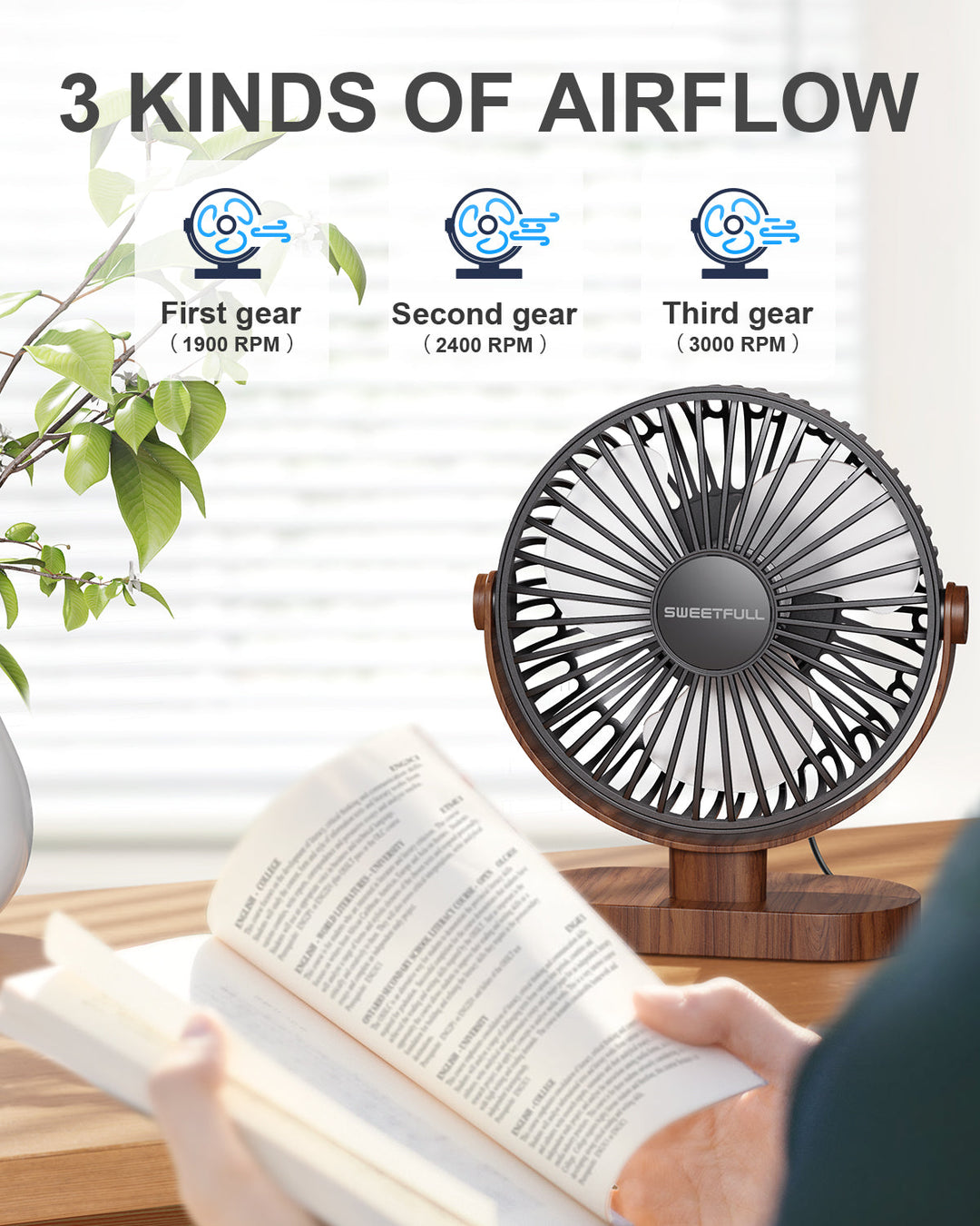 6.5 Inch USB Small Desk Fan for Home Office Car Outdoor Travel | Bowlift