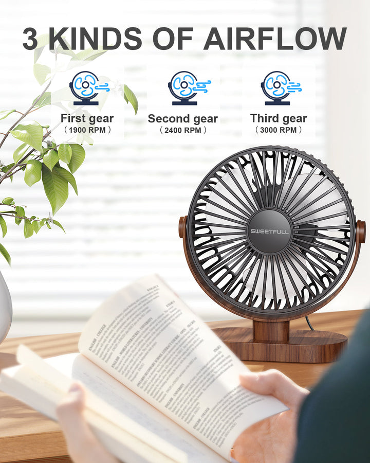 6.5 Inch USB Small Desk Fan for Home Office Car Outdoor Travel | Bowlift