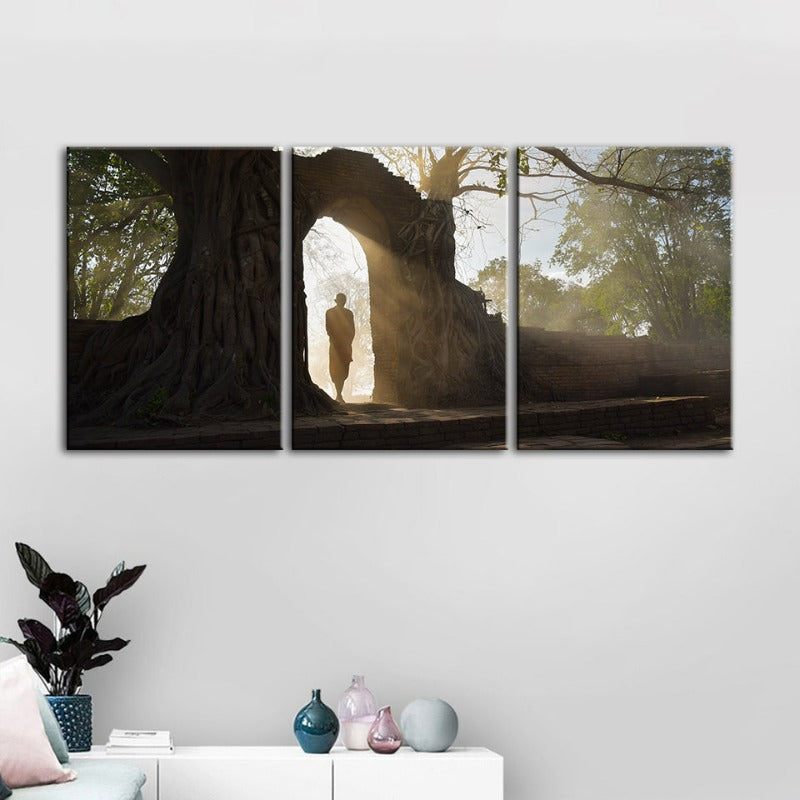 Lone Man Nature-Canvas Wall Art Painting 3 Pieces | Bowlift