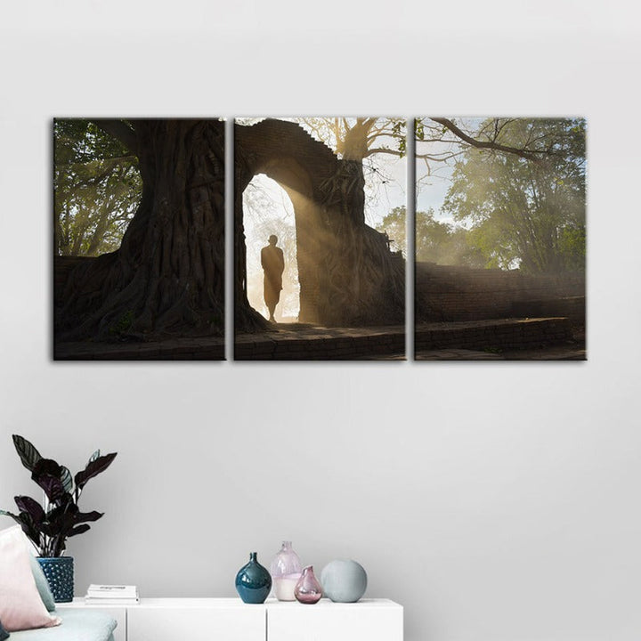 Lone Man Nature-Canvas Wall Art Painting 3 Pieces | Bowlift