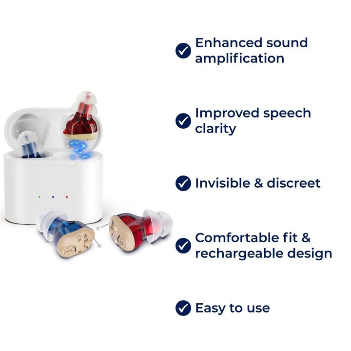 SilentWave | Rechargeable Invisible Hearing Aids Pair - Amplify Sound - Improve Speech Clarity - Discreet Design Bowlift