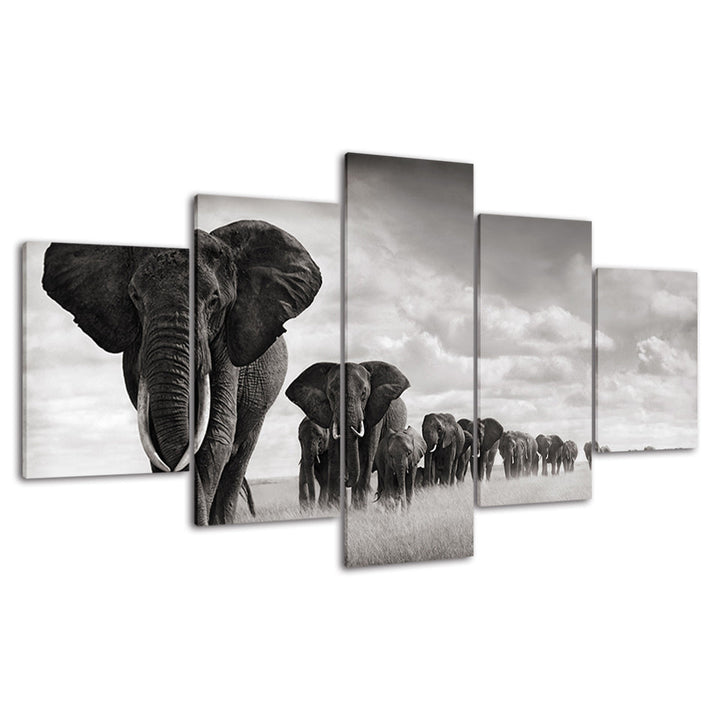Imposing Elephants - Canvas Wall Art Painting | Bowlift