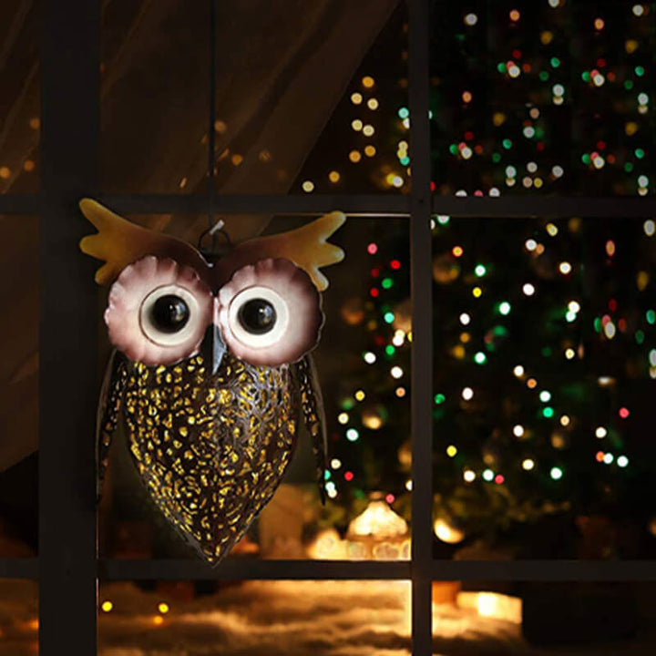 BowLift | Solar Waterproof Wrought Iron Hollow Owl Design LED Outdoor Hanging Light