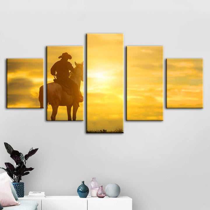 5 Piece A Cowboy And His Steed - Canvas Wall Art Painting | Bowlift