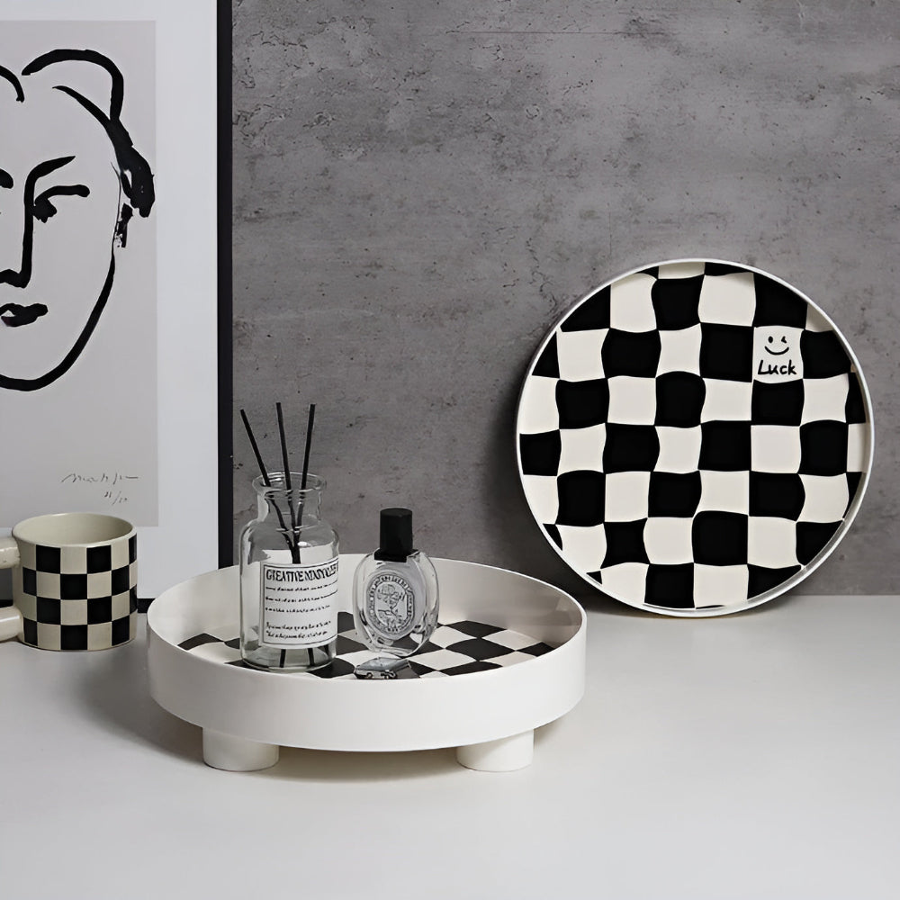 BowLift | Round Checkerboard Storage Tray