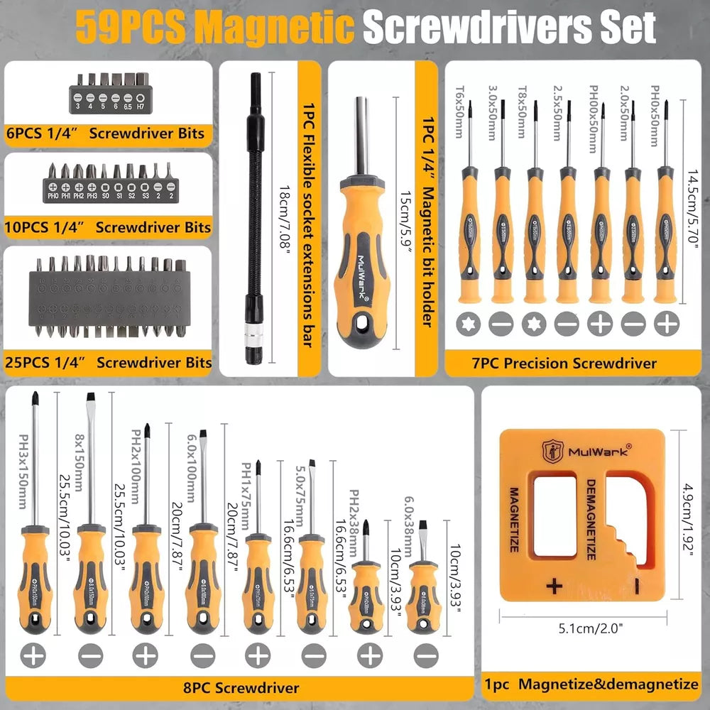 BowLift | Magnetic Screwdrivers Set with Case (43 PCS)