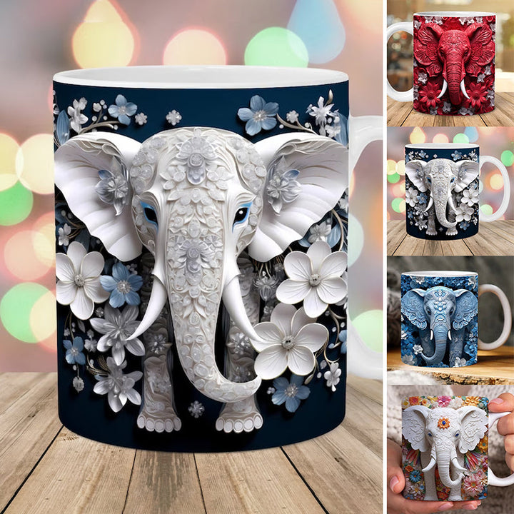 3D Elephant Flowers Mug | Bowlift