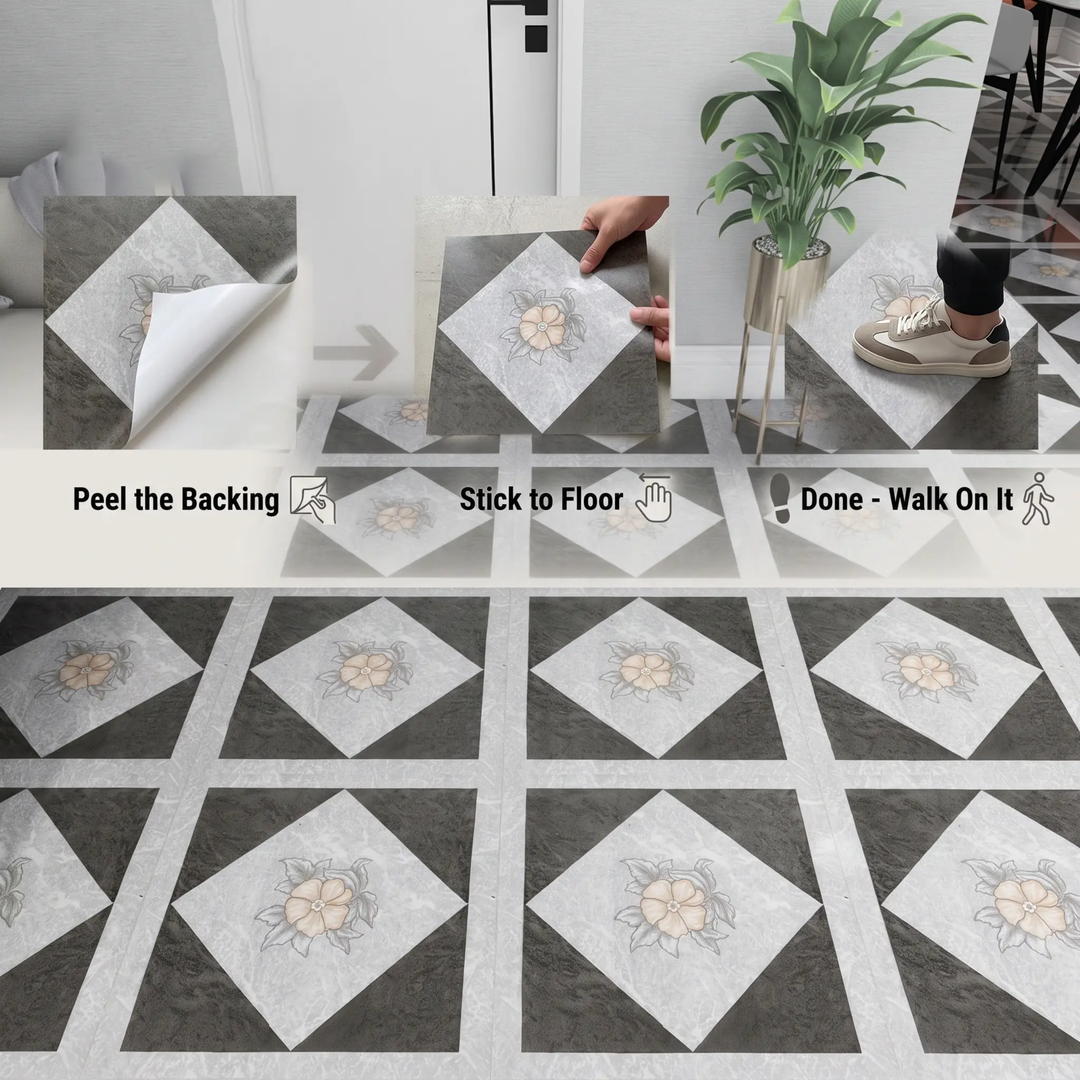 BowLift | Peel and Stick PVC Flooring Matt Vinyl Flooring with Stone Look