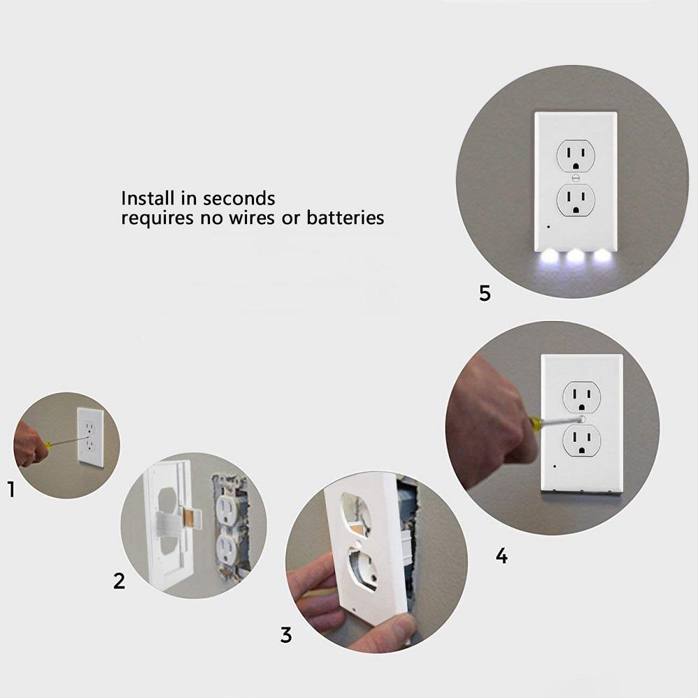 BowLift | Outlet wall plate with LED night lights