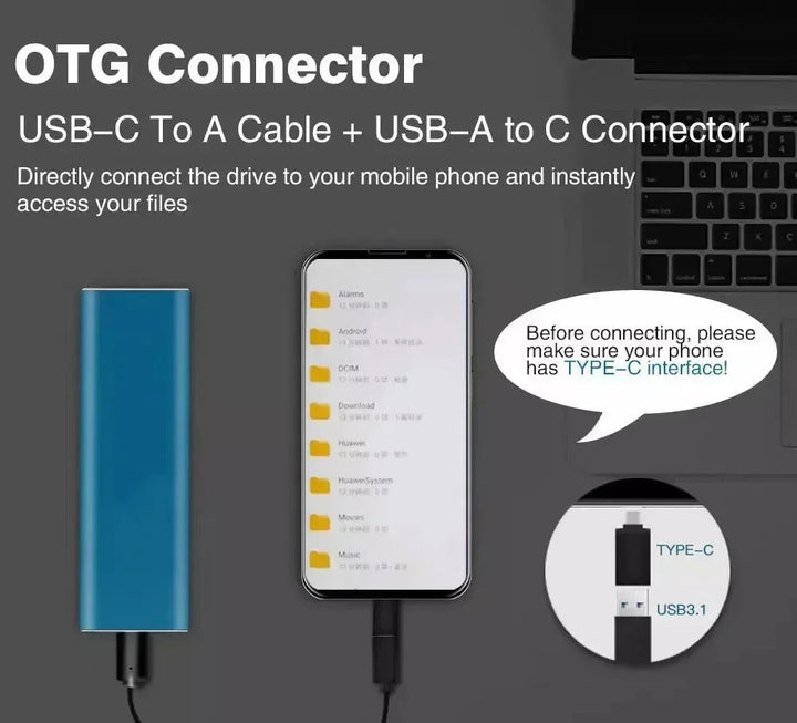 External Portable SSD | High Speed Solid State Drive | Black