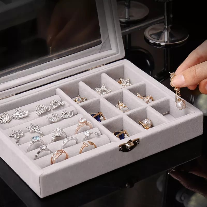 Premium Leather Jewelry Box Double Layer Storage Bowlift