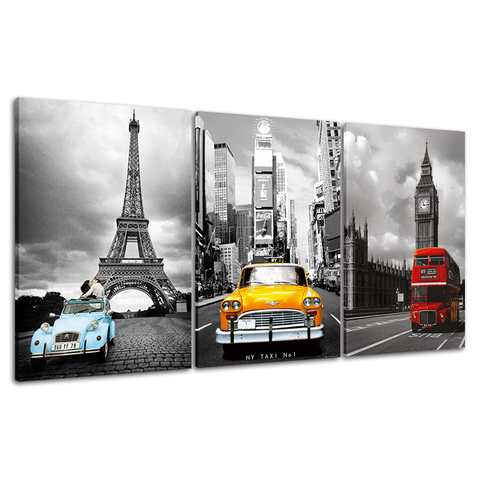 Primary Color Cars 3 Piece - Canvas Wall Art Painting | Bowlift