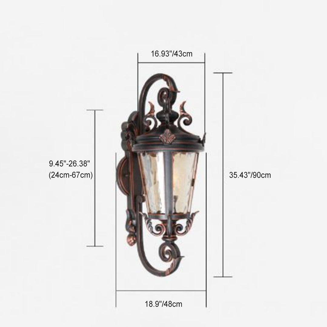 Traditional European Waterproof Aluminum Glass Cylinder 1-Light Wall Sconce Lamp For Outdoor Patio | Bowlift