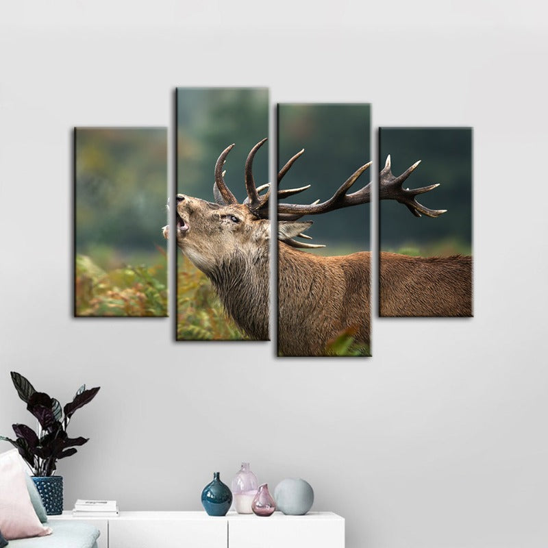 4 Piece Bleating Elk - Canvas Wall Art Painting | Bowlift