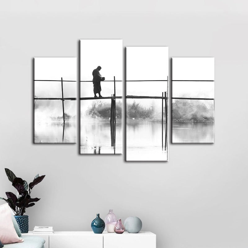 4 Piece Water Bridge - Canvas Wall Art Painting | Bowlift