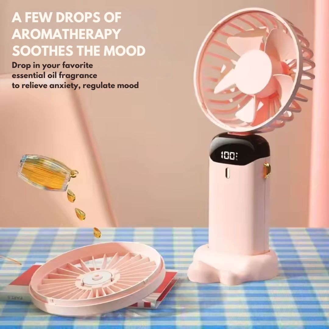 Rechargeable Handheld Mini Fan | 5-Speed, 90-Degree Adjustable & Quiet for Office, Home & Outdoor Use | Bowlift